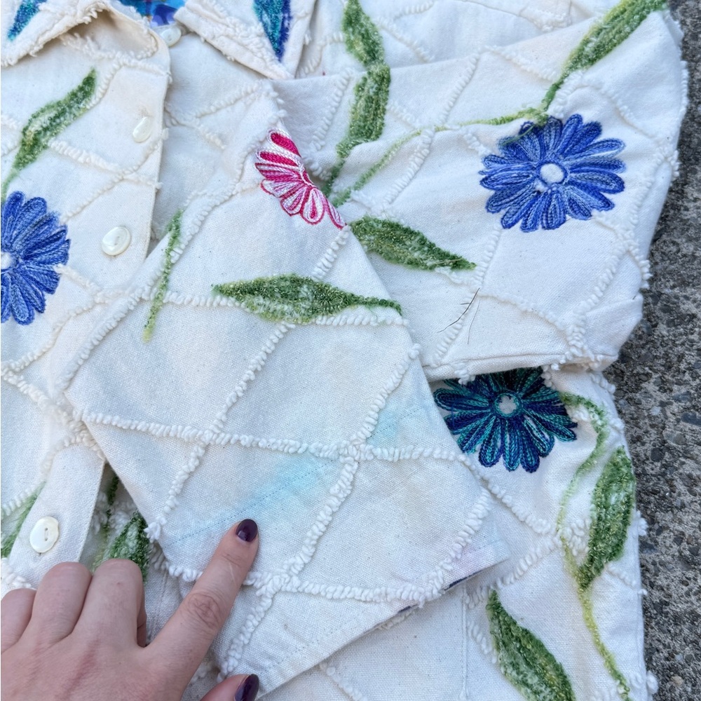 Tantrums White Floral Embroidered Bomber Jacket - Picture 9 of 12